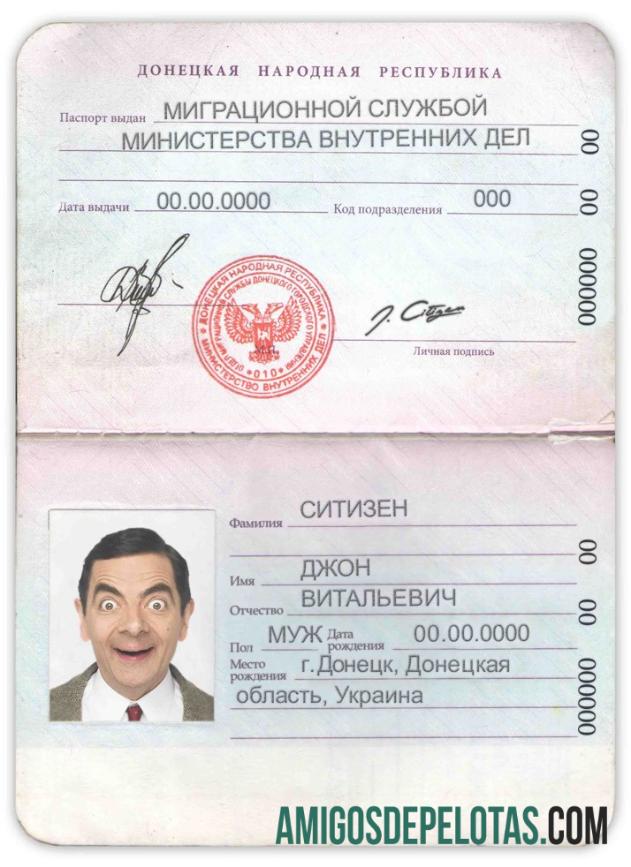 Passaporte da República Popular de Donetsk amostra